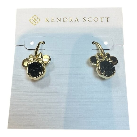 Kendra Scott x Disney Minnie Mouse Black Gold Drop Earrings Authentic – New - Picture 2 of 3